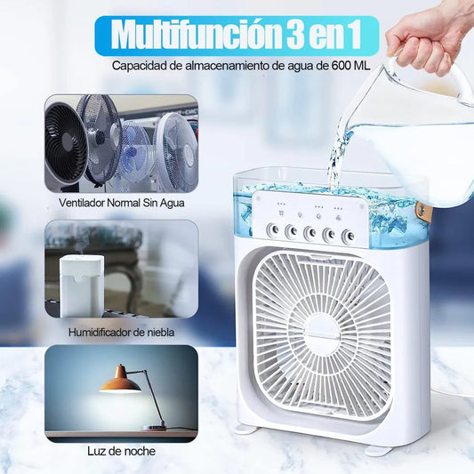 Ventilador Humidificador Portátil 3 en 1
